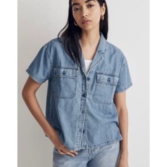 Madewell Denim Camp Shirt Women’s XXS Chore Workwear - Picture 1 of 11